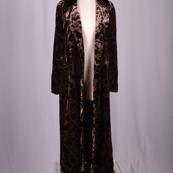 Free People Elegant Brown Leopard Print Long Coat - Picture 6 of 9